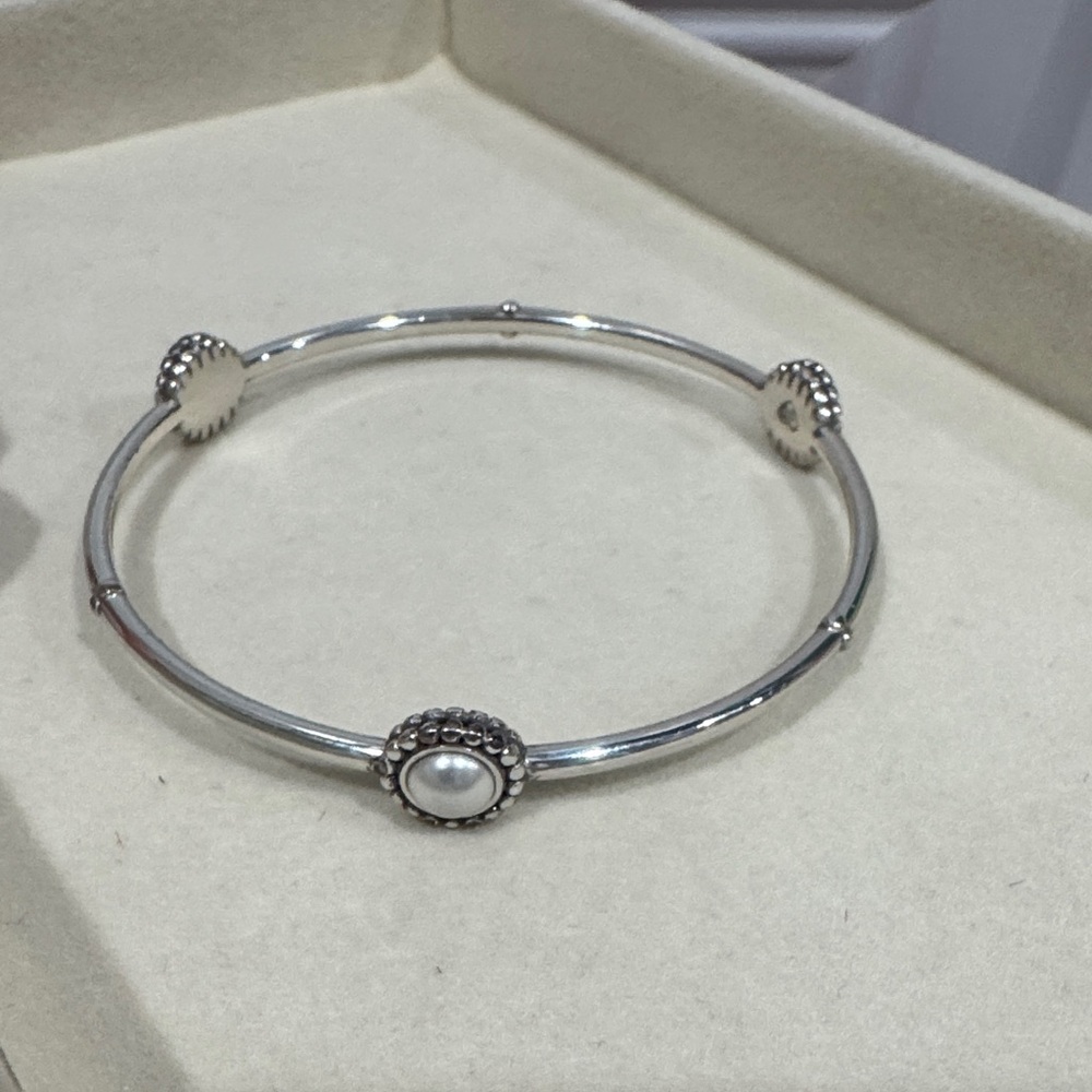 Brighton Silver Mother Pearl Bangle Bracelet